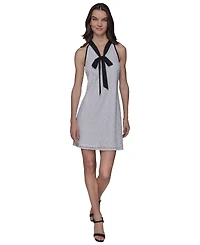 Karl Lagerfeld Paris Women's Geo-Lace Tie-Neck Shift Dress