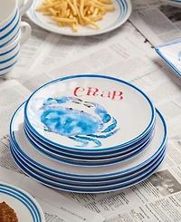Certified International Beach House Crab Melamine 6-Pc. Salad Plates, Service For 6