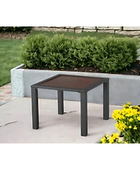 21" Brown and Black Square Metal Outdoor Side Table