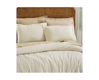 Superior Cotton Linen Blend Solid 3-Piece Duvet Cover Set, Full/Queen