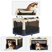 Adjustable Fabric Cover by Spiral Iron Pipe, Strengthen Sewing Dog Travel Crate 3 Door Design