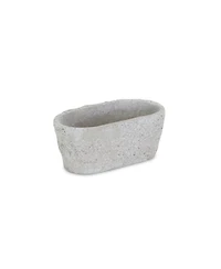 9" Gray Speckle Glaze Cement Indoor Outdoor Oval Pot Planter