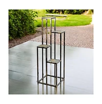 Elegant 4-Tier Plant Stand with Stone Top for Indoor & Outdoor Display