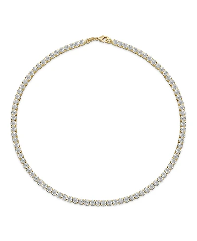 Bling Jewelry Classic Collar Necklace with Cz Round Prong Set 14K Gold Plated 16 Inch