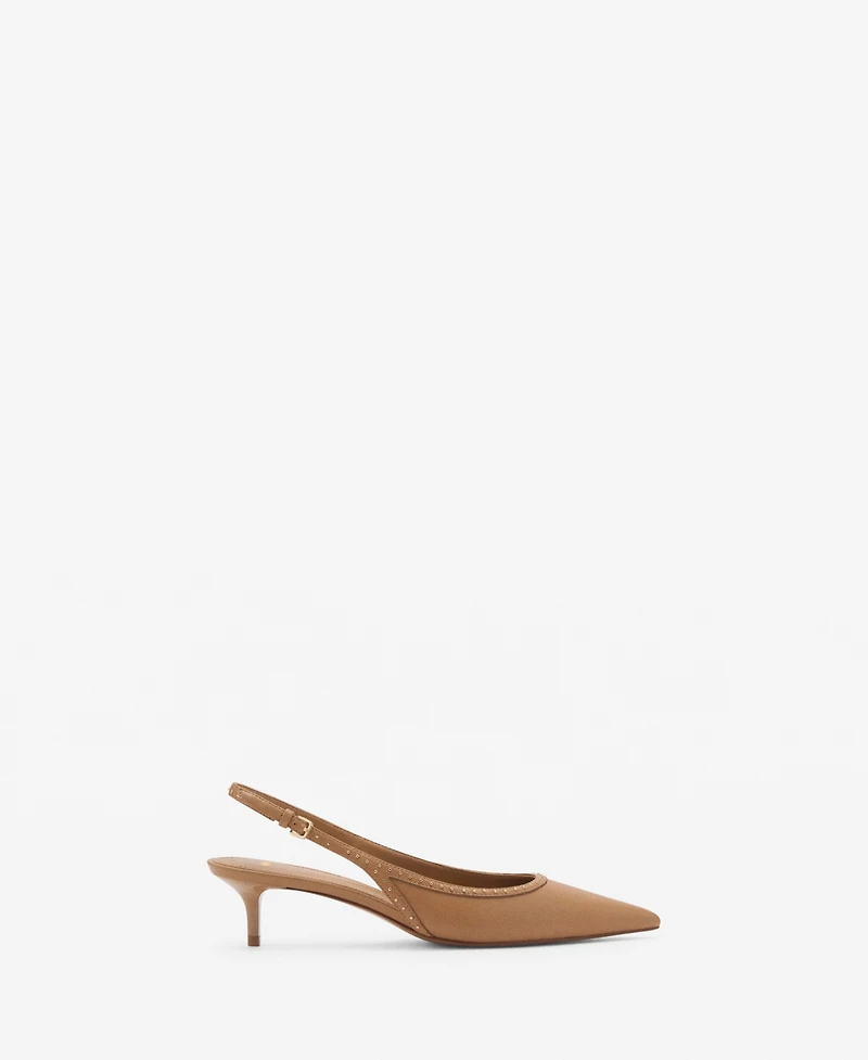 Mango Women's Stud Detail Kitten-Heel Shoes