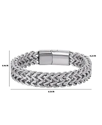Lucky Brand Men's Silver-Tone Woven Chain Bracelet