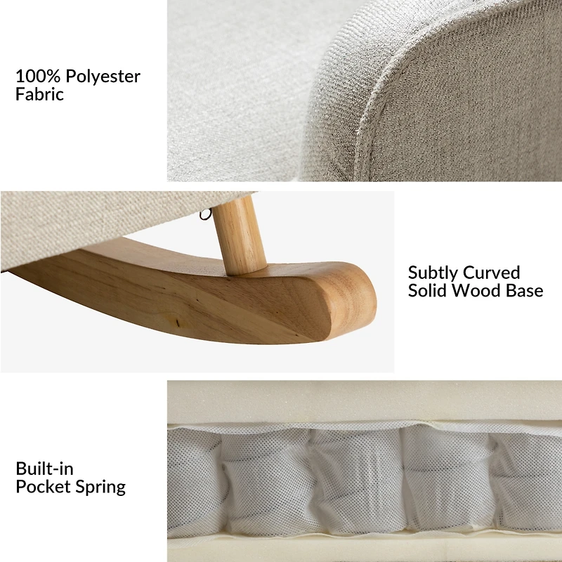 Adrian modern rocking chair with solid wood legs