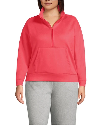 Lands' End Plus Serious Sweats Relaxed Long Sleeve Half Zip Sweatshirt - Set Top