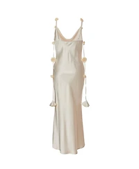 Quiz Women's Satin Cowl Neck Maxi Dress With Trailing Floral Trim