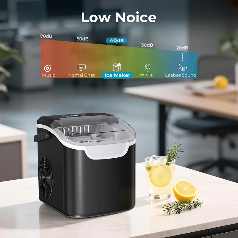 Cowsar Ice Maker Machine Countertop,26lbs/24Hrs,8 Bullet Ices in 6 mins,self Cleaning Portable Ice Maker with Selectable Ice Size & Touch Display, for