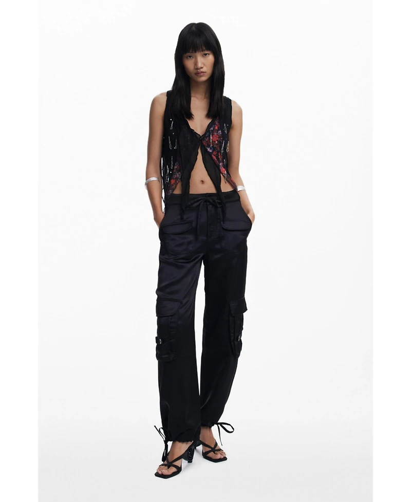 Desigual Women's Satin cargo pants