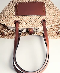 Mango Women's Natural Fiber Double Handle Shoulder Bag