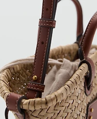Mango Women's Small Double Handle Natural Fiber Bag