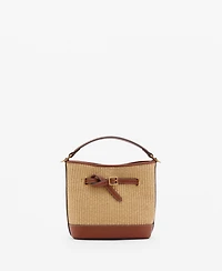 Mango Women's Buckle Detail Canvas Bucket Bag