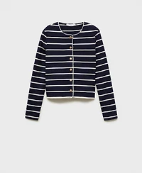 Mango Women's Stripped Knit Cardigan Sweater