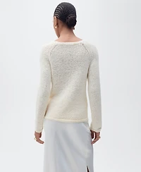 Mango Women's Round-Neck Crochet Sweater