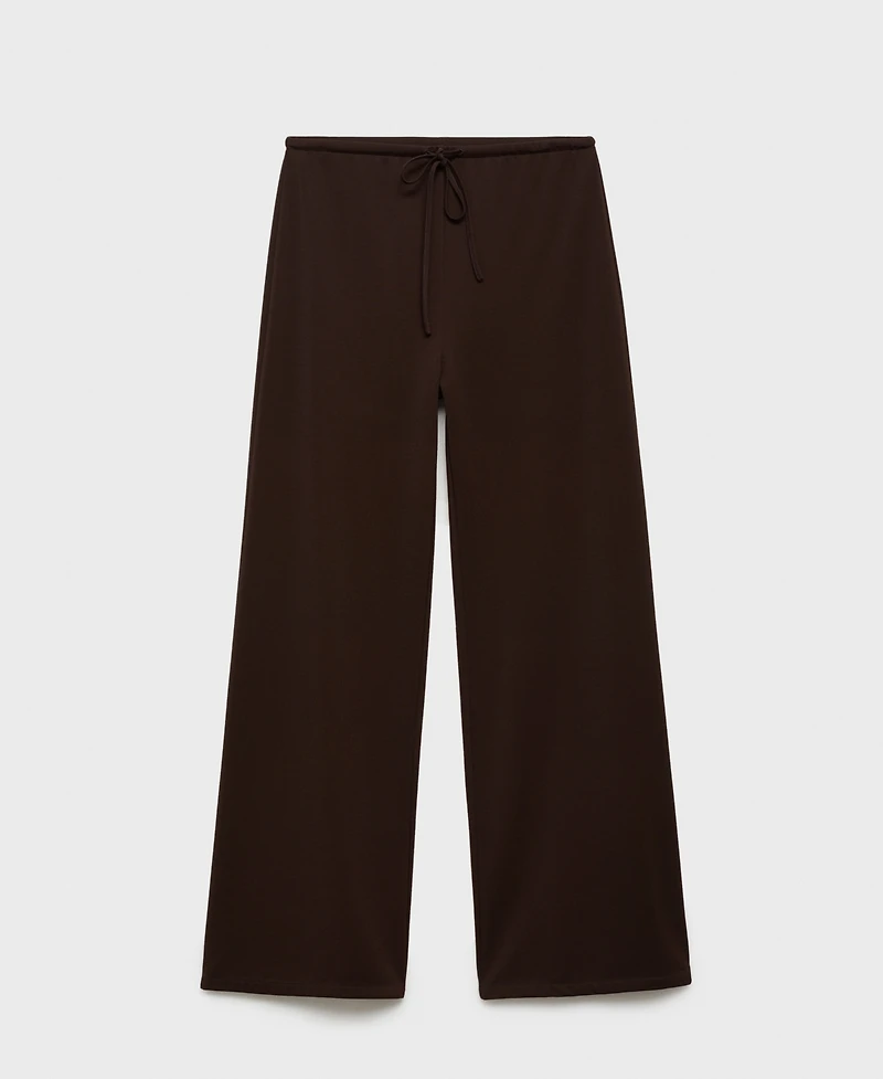 Mango Women's Elastic Waist Wide Leg Trousers