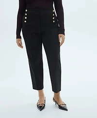 Mango Women's Jewel Buttoned Straight Pants