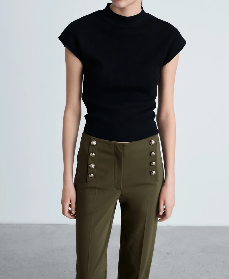 Mango Women's Jewel Buttoned Straight Pants