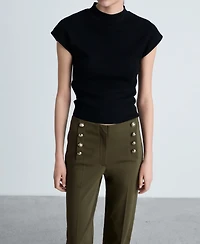 Mango Women's Jewel Buttoned Straight Pants