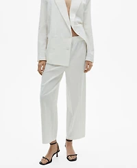 Mango Women's Linen-Blend Culotte Suit Pants