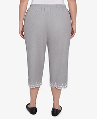 Alfred Dunner Plus Crystal Springs Eyelet Embroidered Capri Pants
