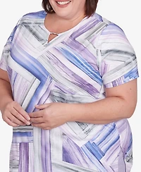 Alfred Dunner Plus Crystal Springs Brushstroke-Stained Glass Top
