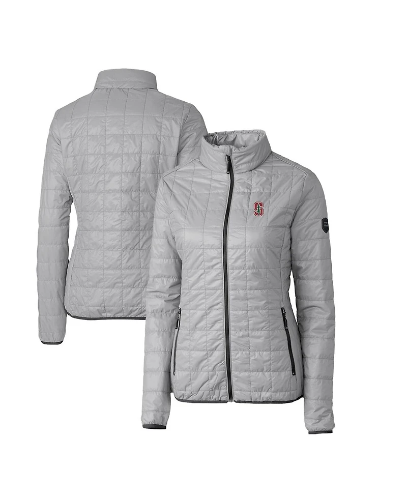 Cutter & Buck Women's Gray Stanford Cardinal Rainier Eco Insulated Puffer Full-Zip Jacket