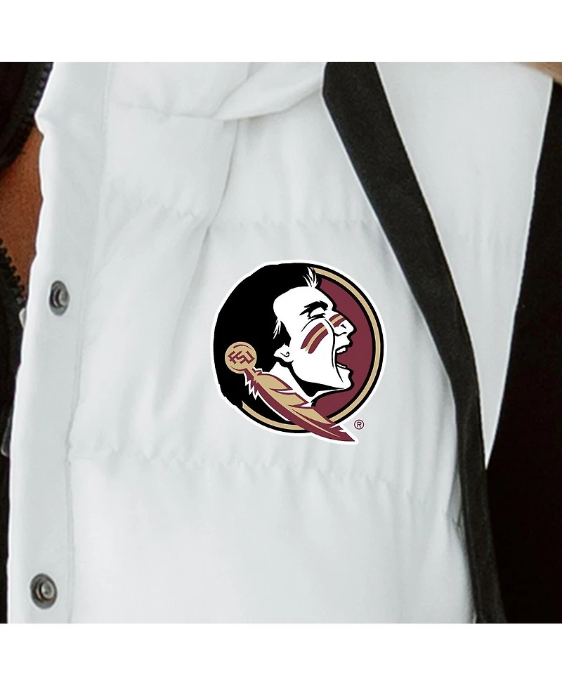 Gameday Couture Women's White Florida State Seminoles Hooded Full-Snap Puffer Vest