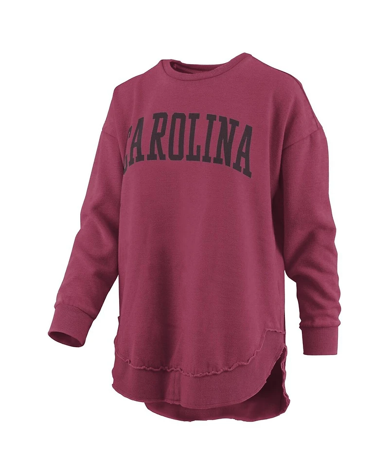 Pressbox Women's Garnet South Carolina Gamecocks Melange Poncho Vintage Fleece Long Sleeve Pullover Sweatshirt