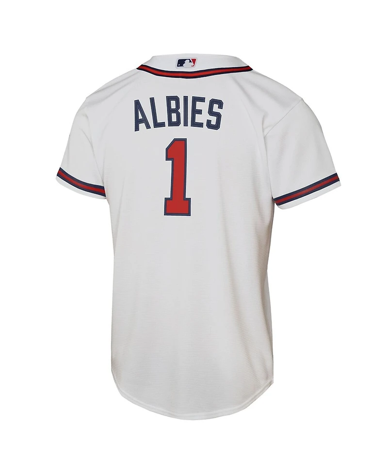 Nike Big Boys and Girls Ozzie Albies White Atlanta Braves Home Replica Player Jersey