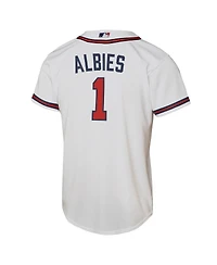 Nike Big Boys and Girls Ozzie Albies White Atlanta Braves Home Replica Player Jersey