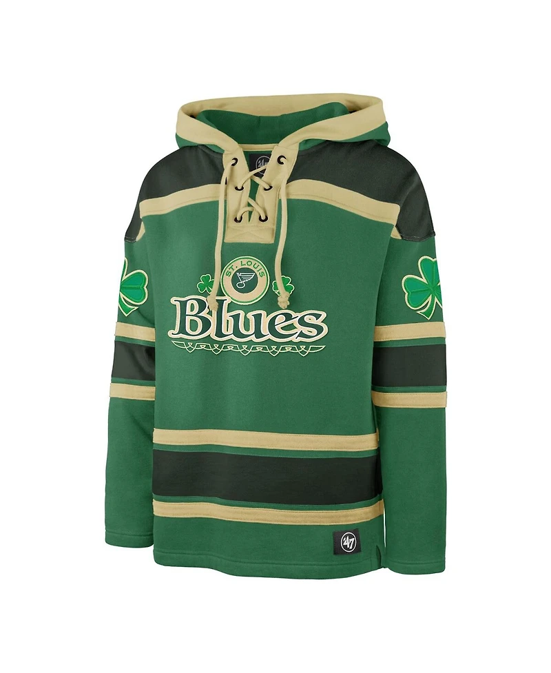 '47 Brand Men's Kelly Green St. Louis Blues Patrick's Day McLucky Superior Lacer Pullover Hoodie