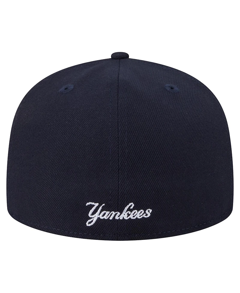 New Era Men's Navy York Yankees Overlap 59FIFTY Fitted Hat