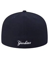 New Era Men's Navy York Yankees Overlap 59FIFTY Fitted Hat