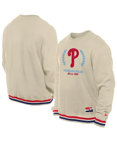New Era Men's Cream Philadelphia Phillies Throwback Pullover Sweatshirt
