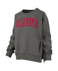 Pressbox Women's Charcoal Oklahoma Sooners Pocketed Raglan Pullover Sweatshirt