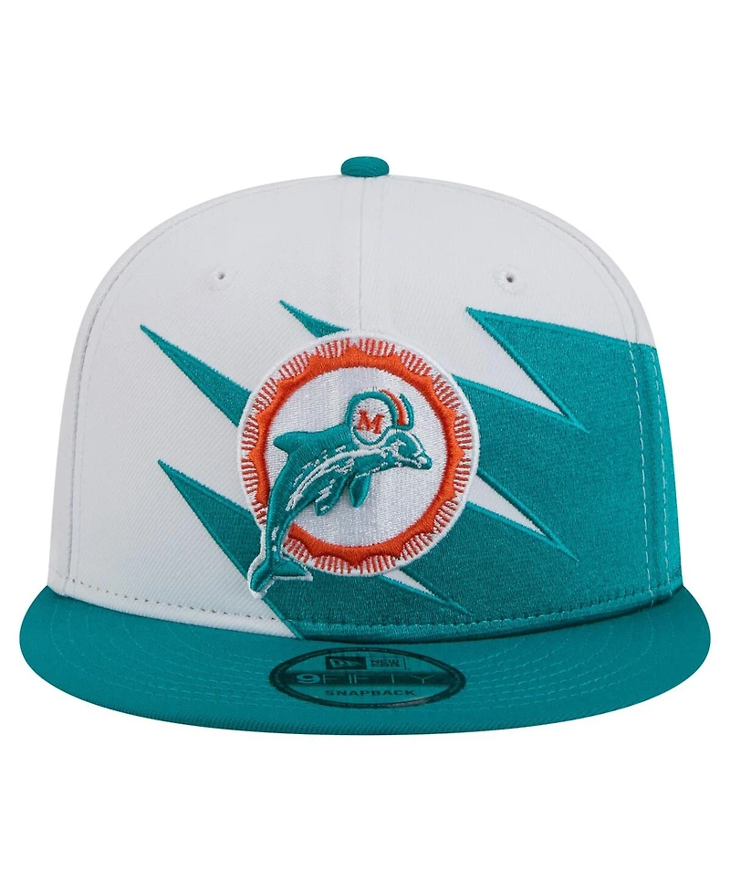 New Era Men's Aqua Miami Dolphins Throwback Jagged 9FiFTY Snapback Hat