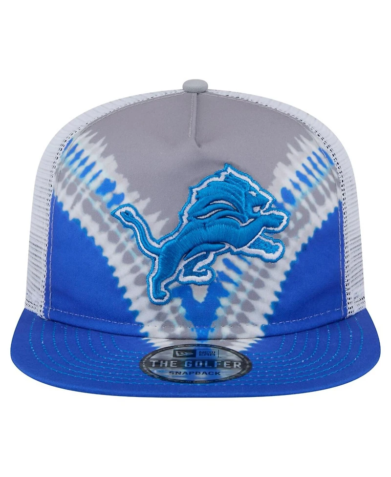 New Era Men's Gray/Blue Detroit Lions Throwback Dye Golfer Snapback Hat
