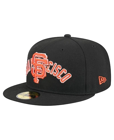 New Era Men's Black San Francisco Giants Overlap 59FIFTY Fitted Hat