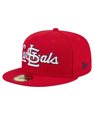 New Era Men's Red St. Louis Cardinals Overlap 59FIFTY Fitted Hat