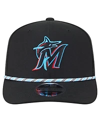 New Era Men's Black Miami Marlins Multi-Rope 9SEVENTY Stretch-Snap Hat