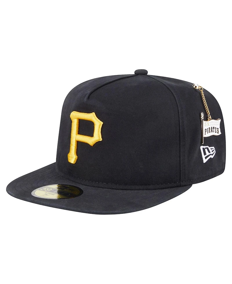 New Era Men's Black Pittsburgh Pirates Championship Side Flag A-Frame 59FIFTY Fitted Hat
