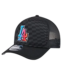 New Era Men's Black Los Angeles Dodgers Gradient 9FORTY A-Frame M-Crown Trucker Adjustable Hat
