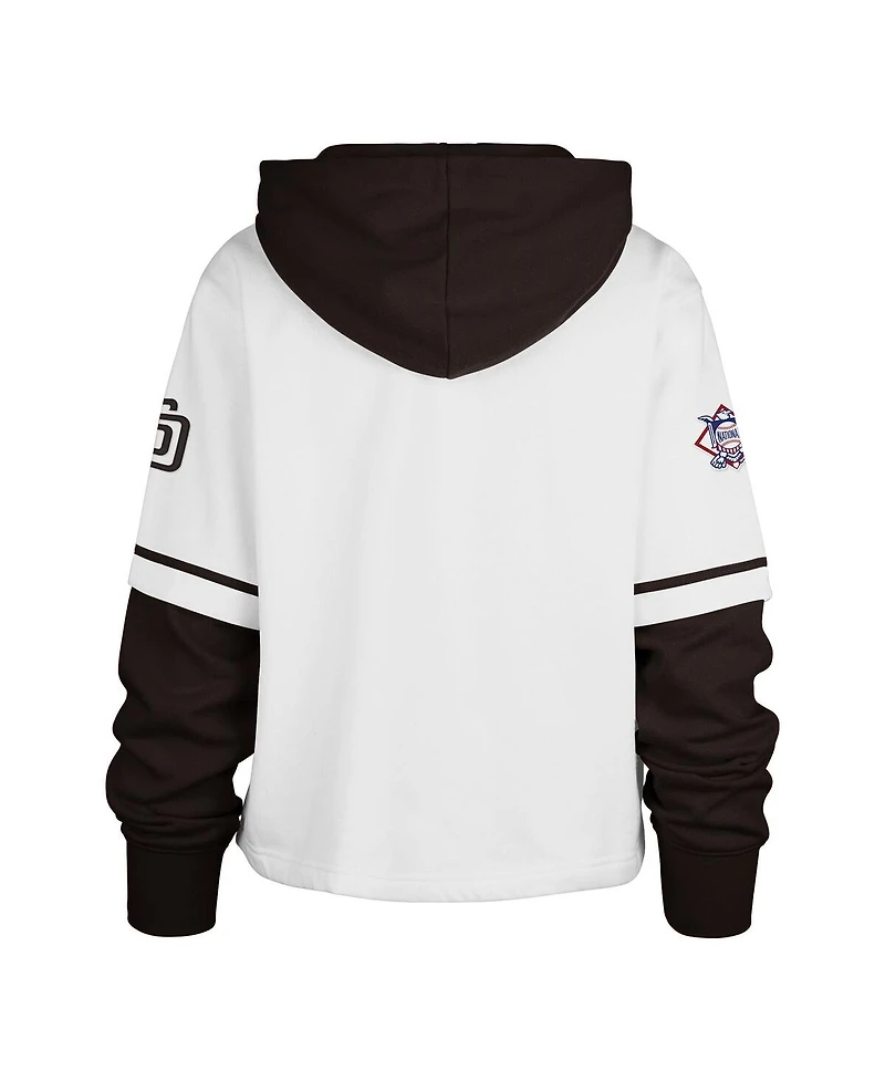 '47 Brand Women's White San Diego Padres Trifecta Shortstop Cropped Pullover Hoodie