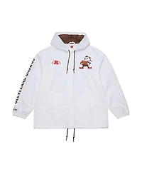 Mitchell & Ness Men's White Cleveland Browns Vintage Logo Coaches Full-Snap Hoodie Jacket