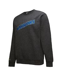 Mitchell & Ness Men's Black Golden State Warriors Out Collection Snow Washed Vintage Logo Pullover Sweatshirt