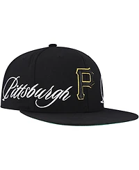 Mitchell & Ness Men's Black Pittsburgh Pirates Just Don x Mlb Lux Script Snapback Hat