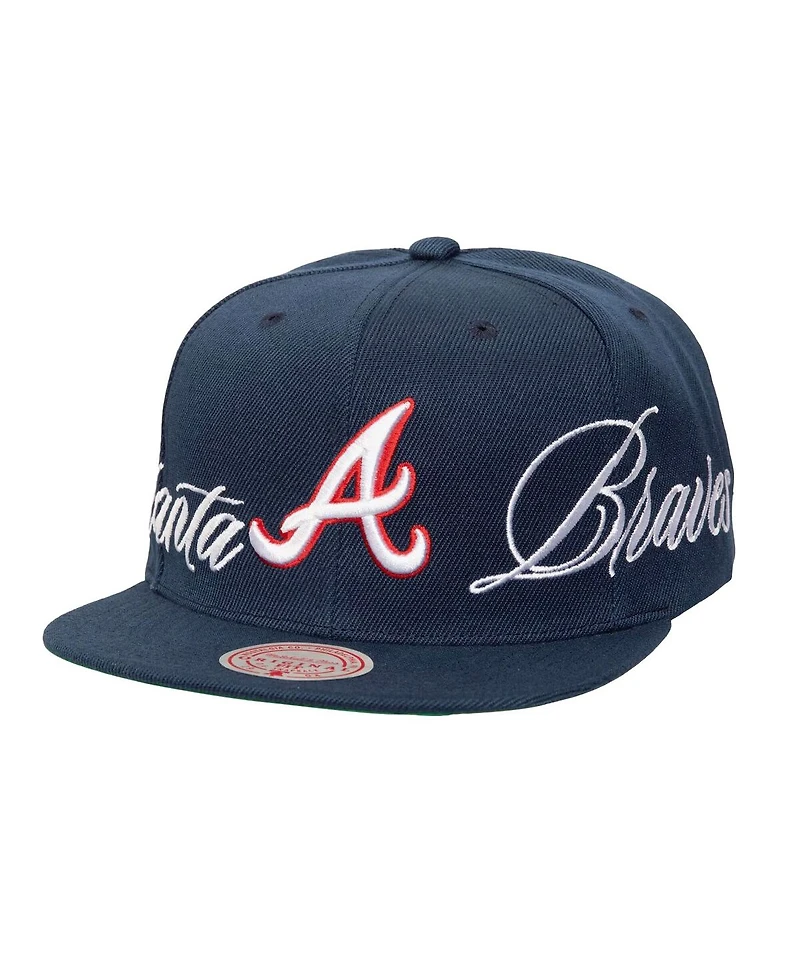 Mitchell & Ness Men's Navy Atlanta Braves Just Don x Mlb Lux Script Snapback Hat