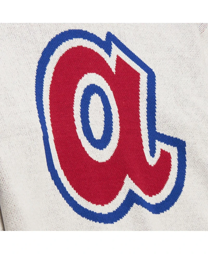 Mitchell & Ness Men's Cream Atlanta Braves Retro Pullover Sweater